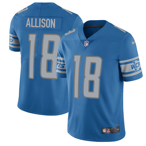 Nike Lions #18 Geronimo Allison Blue Team Color Men's Stitched NFL Vapor Untouchable Limited Jersey Nike Lions #18 Geronimo Allison Blue Team Color Men's Stitched NFL Vapor Untouchable Limited Jersey