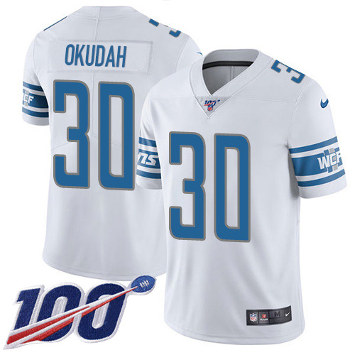 Nike Lions #30 Jeff Okudah White Men's Stitched NFL 100th Season Vapor Untouchable Limited Jersey Nike Lions #30 Jeff Okudah White Men's Stitched NFL 100th Season Vapor Untouchable Limited Jersey