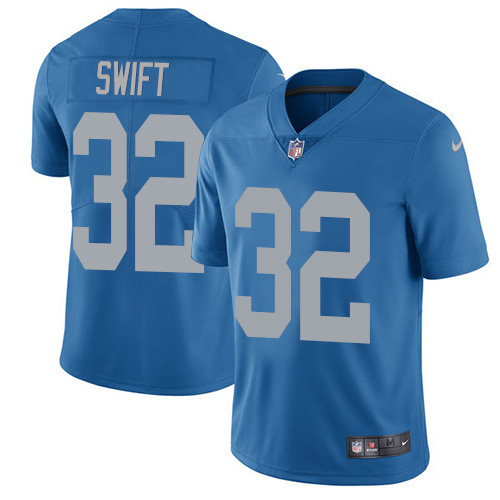 Nike Lions #32 D'Andre Swift Blue Throwback Men's Stitched NFL Vapor Untouchable Limited Jersey Nike Lions #32 D'Andre Swift Blue Throwback Men's Stitched NFL Vapor Untouchable Limited Jersey