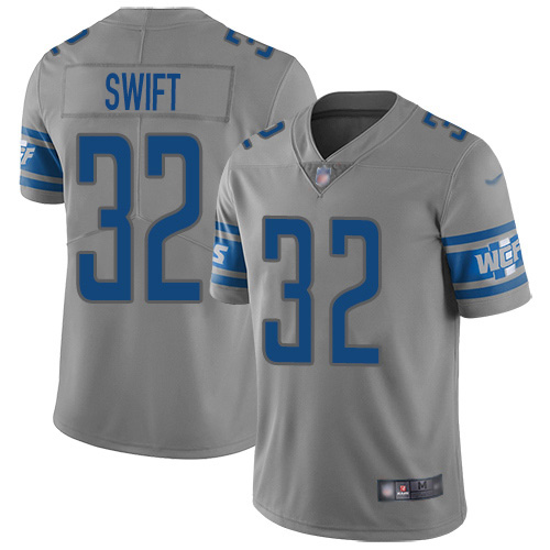 Nike Lions #32 D'Andre Swift Gray Men's Stitched NFL Limited Inverted Legend Jersey Nike Lions #32 D'Andre Swift Gray Men's Stitched NFL Limited Inverted Legend Jersey