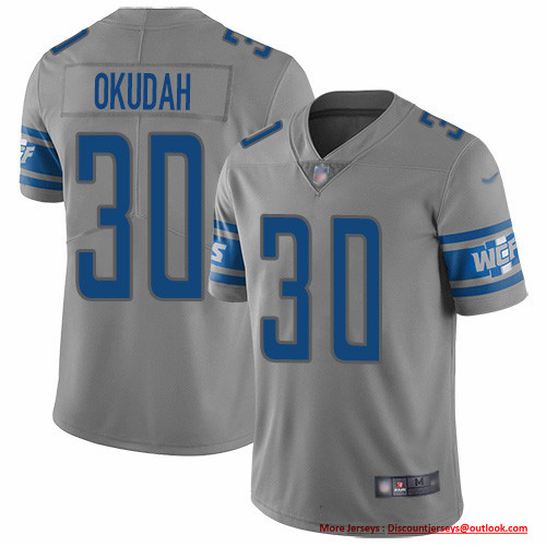Nike Lions #30 Jeff Okudah Gray Men's Stitched NFL Limited Inverted Legend Jersey Nike Lions #30 Jeff Okudah Gray Men's Stitched NFL Limited Inverted Legend Jersey
