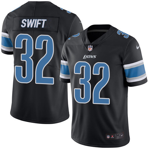 Nike Lions #32 D'Andre Swift Black Men's Stitched NFL Limited Rush Jersey Nike Lions #32 D'Andre Swift Black Men's Stitched NFL Limited Rush Jersey