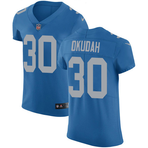 Nike Lions #30 Jeff Okudah Blue Throwback Men's Stitched NFL Vapor Untouchable Elite Jersey Nike Lions #30 Jeff Okudah Blue Throwback Men's Stitched NFL Vapor Untouchable Elite Jersey