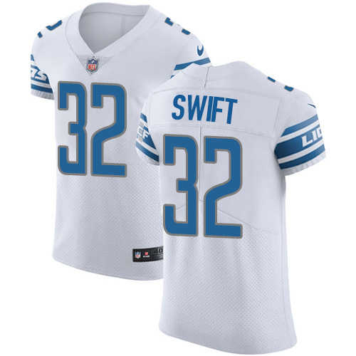 Nike Lions #32 D'Andre Swift White Men's Stitched NFL New Elite Jersey Nike Lions #32 D'Andre Swift White Men's Stitched NFL New Elite Jersey