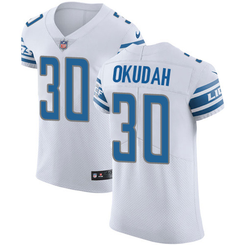 Nike Lions #30 Jeff Okudah White Men's Stitched NFL New Elite Jersey Nike Lions #30 Jeff Okudah White Men's Stitched NFL New Elite Jersey