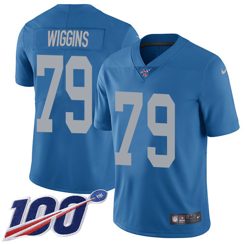 Nike Lions #79 Kenny Wiggins Blue Throwback Men's Stitched NFL 100th Season Vapor Untouchable Limited Jersey Nike Lions #79 Kenny Wiggins Blue Throwback Men's Stitched NFL 100th Season Vapor Untouchable Limited Jersey