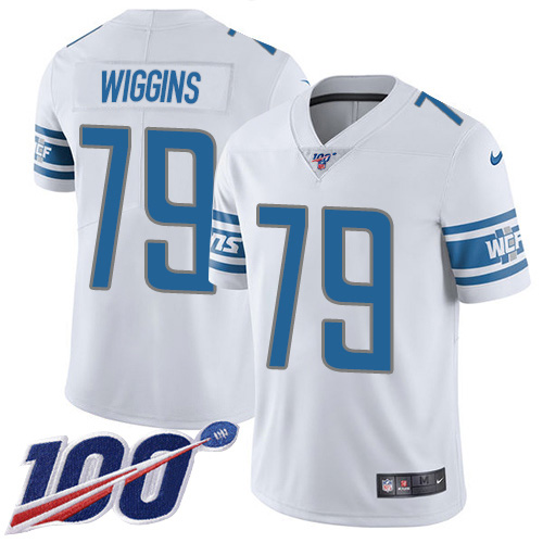 Nike Lions #79 Kenny Wiggins White Men's Stitched NFL 100th Season Vapor Untouchable Limited Jersey Nike Lions #79 Kenny Wiggins White Men's Stitched NFL 100th Season Vapor Untouchable Limited Jersey