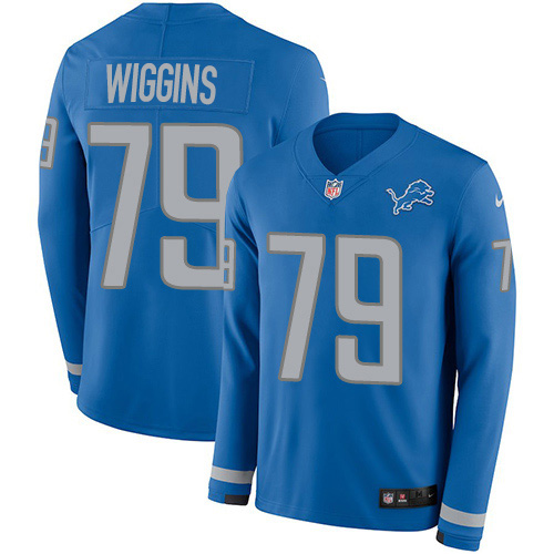 Nike Lions #79 Kenny Wiggins Blue Team Color Men's Stitched NFL Limited Therma Long Sleeve Jersey Nike Lions #79 Kenny Wiggins Blue Team Color Men's Stitched NFL Limited Therma Long Sleeve Jersey