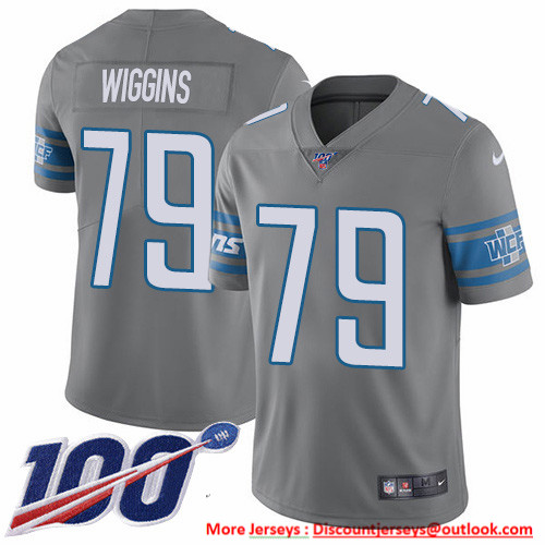 Nike Lions #79 Kenny Wiggins Gray Men's Stitched NFL Limited Rush 100th Season Jersey Nike Lions #79 Kenny Wiggins Gray Men's Stitched NFL Limited Rush 100th Season Jersey