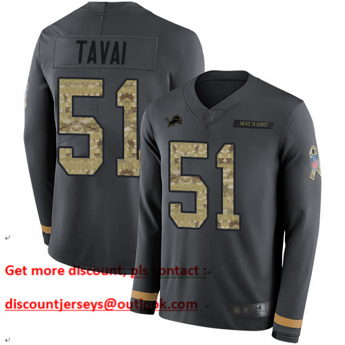 Lions #51 Jahlani Tavai Anthracite Salute to Service Men's Stitched Football Limited Therma Long Sleeve Jersey Lions #51 Jahlani Tavai Anthracite Salute to Service Men's Stitched Football Limited Therma Long Sleeve Jersey