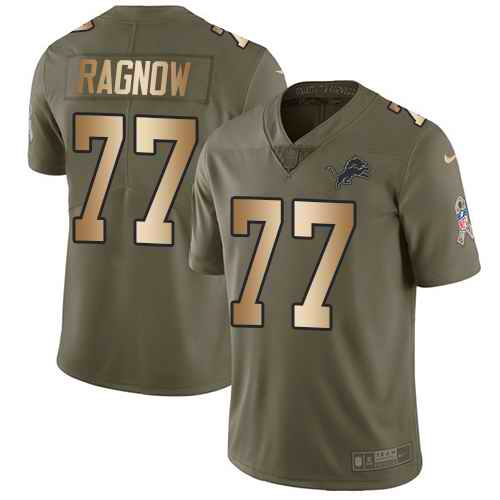 Nike Lions 77 Frank Ragnow Olive Gold Salute To Service Limited Jersey Nike Lions 77 Frank Ragnow Olive Gold Salute To Service Limited Jersey
