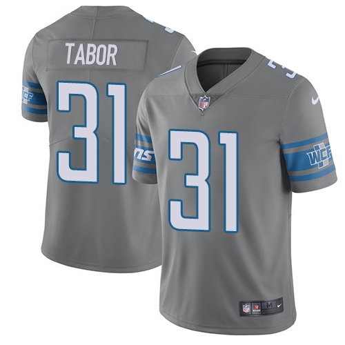 Nike Lions #31 Teez Tabor Gray Men's Stitched NFL Limited Rush Jersey Nike Lions #31 Teez Tabor Gray Men's Stitched NFL Limited Rush Jersey