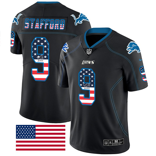 Nike Lions #9 Matthew Stafford Black Men's Stitched NFL Limited Rush USA Flag Jersey Nike Lions #9 Matthew Stafford Black Men's Stitched NFL Limited Rush USA Flag Jersey