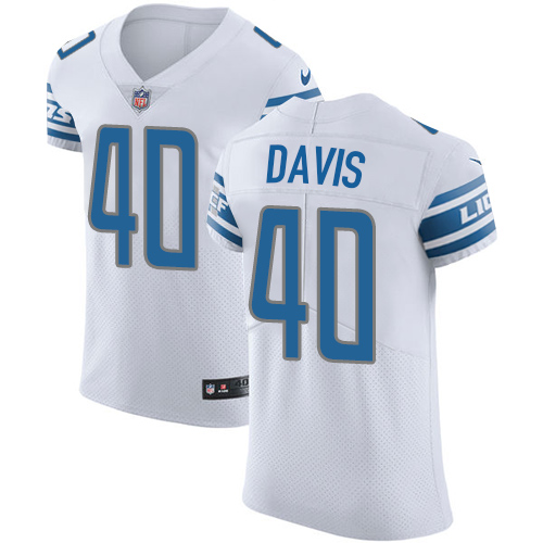 Nike Lions #40 Jarrad Davis White Men's Stitched NFL Vapor Untouchable Elite Jersey Nike Lions #40 Jarrad Davis White Men's Stitched NFL Vapor Untouchable Elite Jersey
