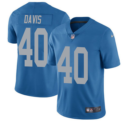 Nike Lions #40 Jarrad Davis Blue Throwback Men's Stitched NFL Limited Jersey Nike Lions #40 Jarrad Davis Blue Throwback Men's Stitched NFL Limited Jersey