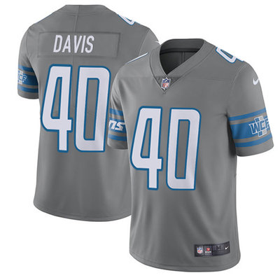 Nike Lions #40 Jarrad Davis Gray Men's Stitched NFL Limited Rush Jersey Nike Lions #40 Jarrad Davis Gray Men's Stitched NFL Limited Rush Jersey