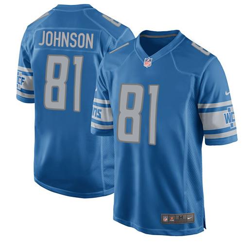 Nike Lions #81 Calvin Johnson Blue Team Color Men's Stitched NFL Game Jersey Nike Lions #81 Calvin Johnson Blue Team Color Men's Stitched NFL Game Jersey