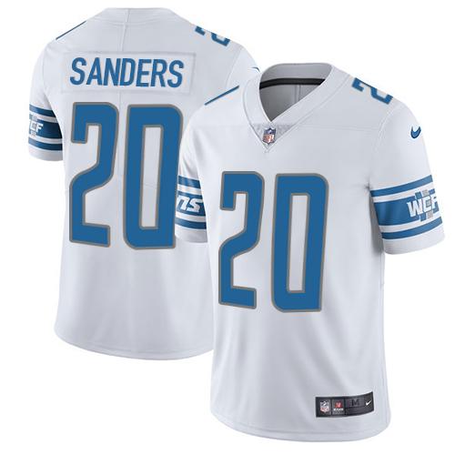 Nike Lions #20 Barry Sanders White Men's Stitched NFL Limited Jersey Nike Lions #20 Barry Sanders White Men's Stitched NFL Limited Jersey