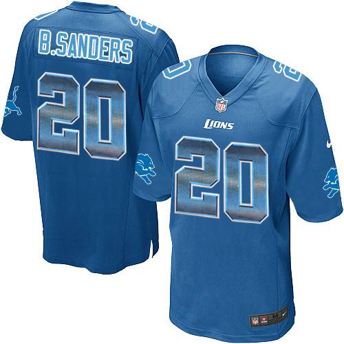 Nike Lions #20 Barry Sanders Blue Team Color Men's Stitched NFL Limited Strobe Jersey Nike Lions #20 Barry Sanders Blue Team Color Men's Stitched NFL Limited Strobe Jersey