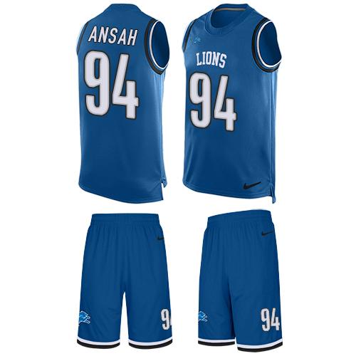 Nike Lions #94 Ziggy Ansah Blue Team Color Men's Stitched NFL Limited Tank Top Suit Jersey Nike Lions #94 Ziggy Ansah Blue Team Color Men's Stitched NFL Limited Tank Top Suit Jersey