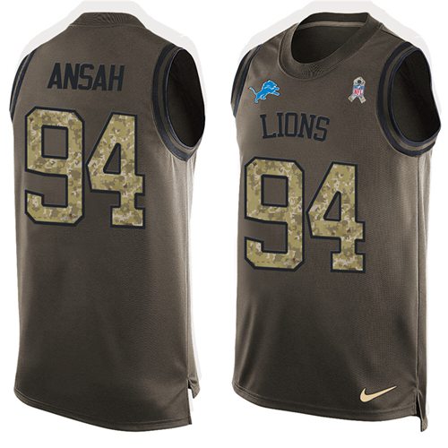Nike Lions #94 Ziggy Ansah Green Men's Stitched NFL Limited Salute To Service Tank Top Jersey Nike Lions #94 Ziggy Ansah Green Men's Stitched NFL Limited Salute To Service Tank Top Jersey
