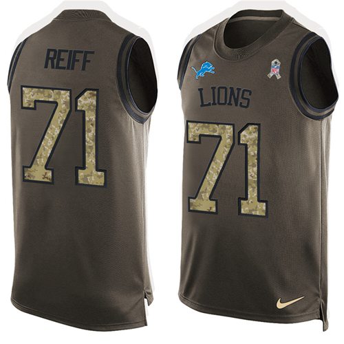 Nike Lions #71 Riley Reiff Green Men's Stitched NFL Limited Salute To Service Tank Top Jersey Nike Lions #71 Riley Reiff Green Men's Stitched NFL Limited Salute To Service Tank Top Jersey