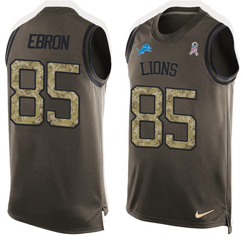 Nike Lions #85 Eric Ebron Green Men's Stitched NFL Limited Salute To Service Tank Top Jersey Nike Lions #85 Eric Ebron Green Men's Stitched NFL Limited Salute To Service Tank Top Jersey