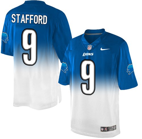 Nike Lions #9 Matthew Stafford Blue White Men's Stitched NFL Elite Fadeaway Fashion Jersey Nike Lions #9 Matthew Stafford Blue White Men's Stitched NFL Elite Fadeaway Fashion Jersey