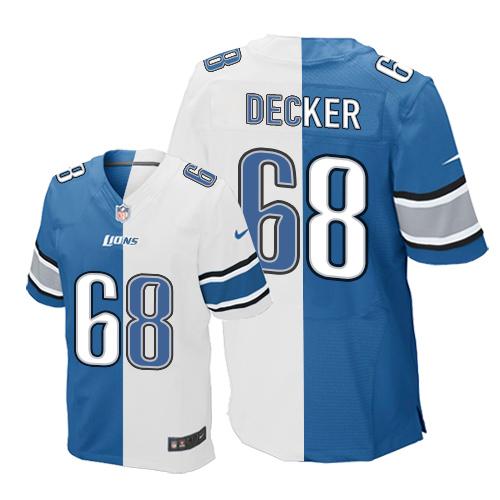 Nike Lions #68 Taylor Decker Blue White Men's Stitched NFL Elite Split Jersey Nike Lions #68 Taylor Decker Blue White Men's Stitched NFL Elite Split Jersey