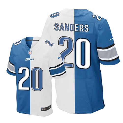 Nike Lions #20 Barry Sanders Blue White Men's Stitched NFL Elite Split Jersey Nike Lions #20 Barry Sanders Blue White Men's Stitched NFL Elite Split Jersey