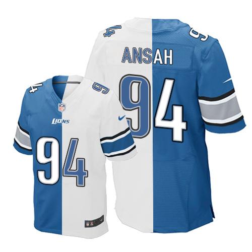 Nike Lions #94 Ziggy Ansah Blue White Men's Stitched NFL Elite Split Jersey Nike Lions #94 Ziggy Ansah Blue White Men's Stitched NFL Elite Split Jersey
