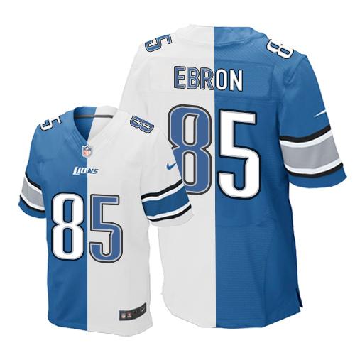 Nike Lions #85 Eric Ebron Blue White Men's Stitched NFL Elite Split Jersey Nike Lions #85 Eric Ebron Blue White Men's Stitched NFL Elite Split Jersey