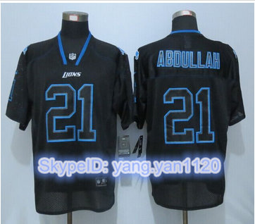 Nike Detroit Lions #21 Ameer Abdullah Lights Out Black Elite Jersey