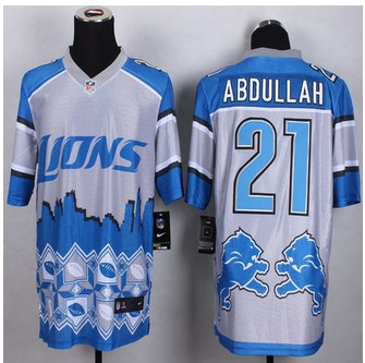 New Detroit Lions #21 Ameer Abdullah Blue Men's Stitched NFL Elite Noble Fashion Jersey