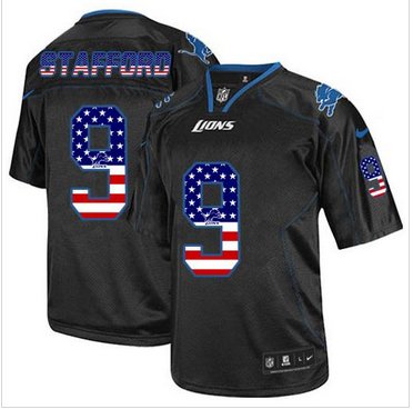 NEW Detroit Lions #9 Matthew Stafford Black NFL Elite USA Flag Fashion Jersey