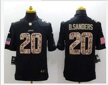 NEW Detroit Lions #20 Barry Sanders Black NFL Limited Salute to Service jersey
