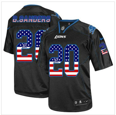 NEW Detroit Lions #20 Barry Sanders Black NFL Elite USA Flag Fashion Jersey NEW Detroit Lions #20 Barry Sanders Black NFL Elite USA Flag Fashion Jersey