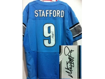 nike nfl jerseys detroit lions #9 stafford blue(Elite signature)