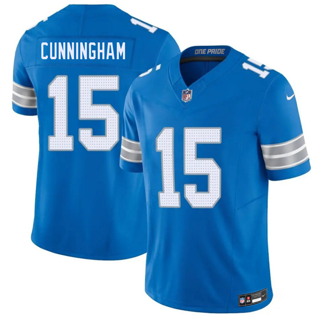 Men's Detroit Lions #15 Malik Cunningham Blue 2026 F.U.S.E. Vapor Limited Stitched Jersey