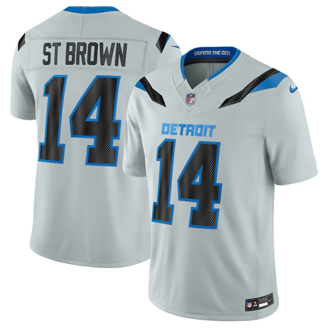 Men's Detroit Lions #14 Amon-Ra St. Brown Silver 2026 F.U.S.E. Rivalries Collection Limited Stitched Football Jersey