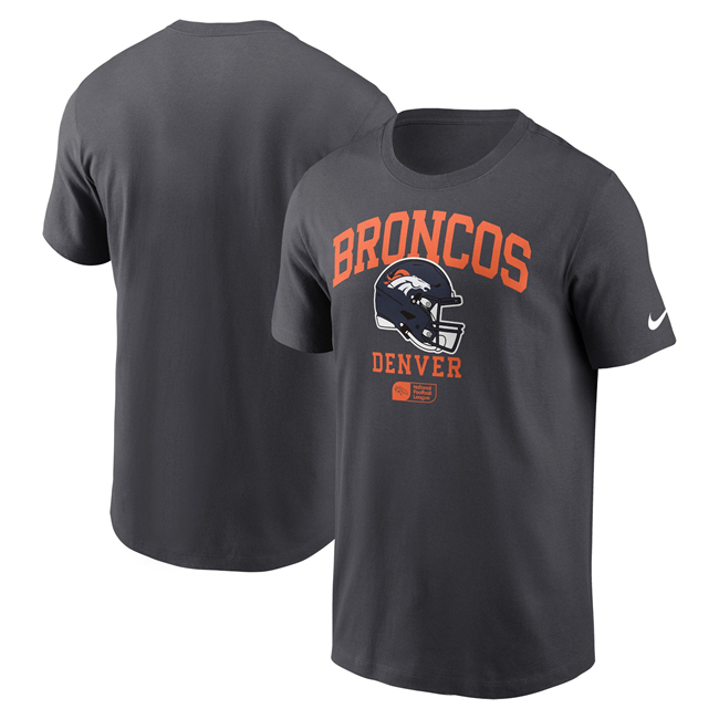Men's Denver Broncos Anthracite Helmet Essential T-Shirt Men's Denver Broncos Anthracite Helmet Essential T-Shirt