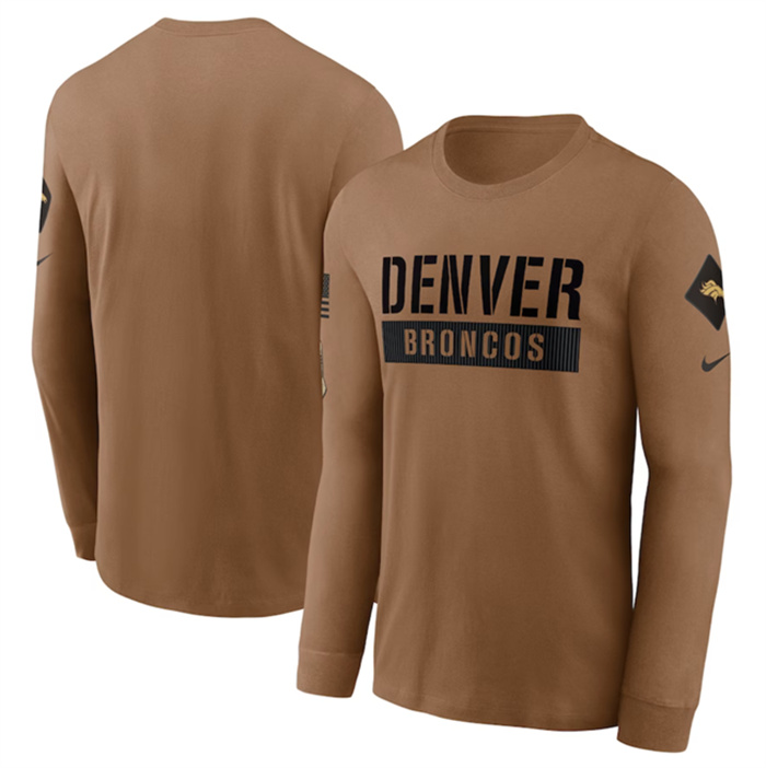 Men's Denver Broncos 2023 Brown Salute To Service Long Sleeve T-Shirt Men's Denver Broncos 2023 Brown Salute To Service Long Sleeve T-Shirt