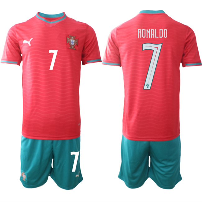 Men's Portugal Team #7 Ronaldo Red 2026 World Cup Home Soccer Jersey Suit Men's Portugal Team #7 Ronaldo Red 2026 World Cup Home Soccer Jersey Suit