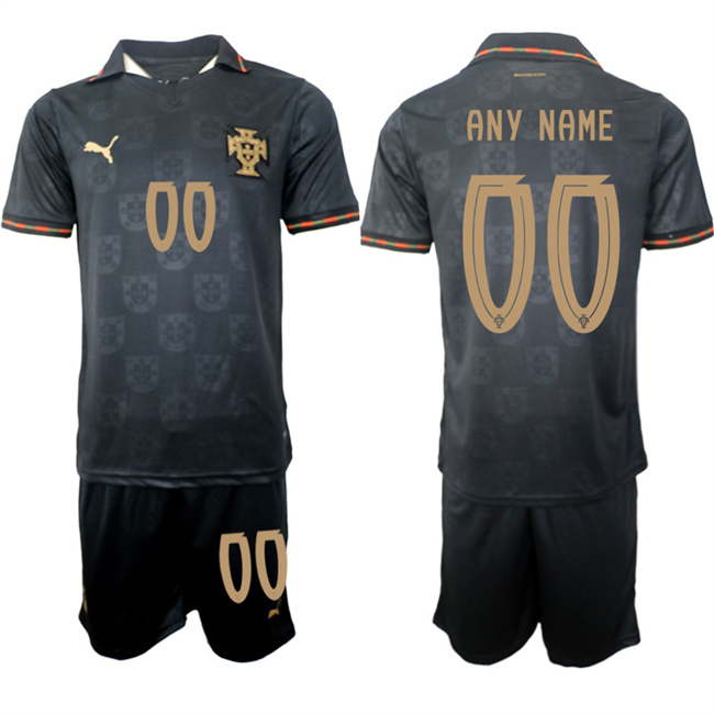 Men's Portugal Team Custom Black 2026 World Cup Away Soccer Jersey Suit Men's Portugal Team Custom Black 2026 World Cup Away Soccer Jersey Suit