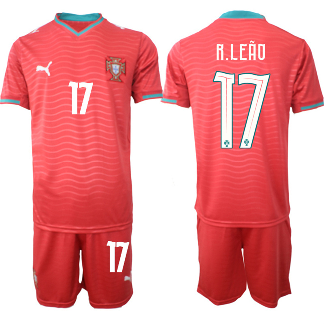 Men's Portugal Team #17 Rafael Leao Red 2026 World Cup Home Soccer Jersey Suit Men's Portugal Team #17 Rafael Leao Red 2026 World Cup Home Soccer Jersey Suit