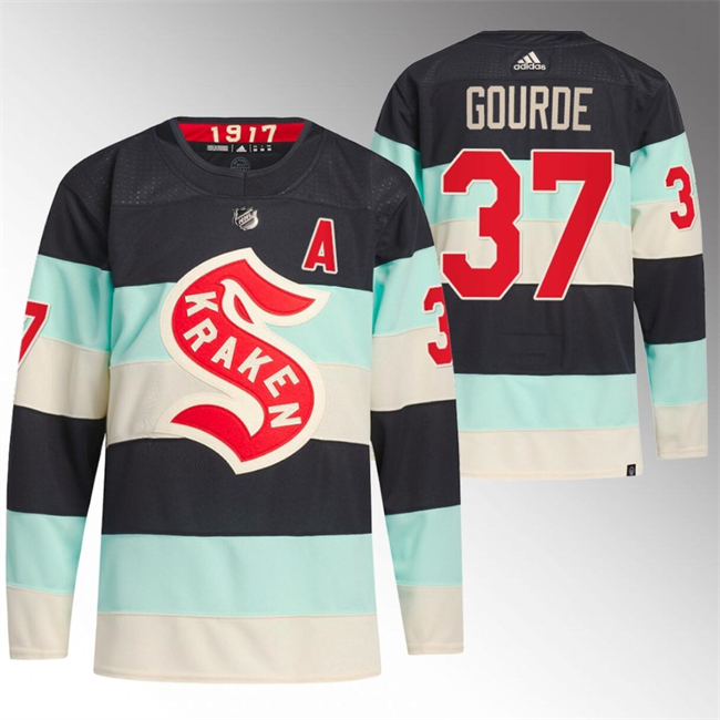 Men's Seattle Kraken #37 Yanni Gourde 2024 Deep Sea Blue Winter Classic Stitched Jersey Men's Seattle Kraken #37 Yanni Gourde 2024 Deep Sea Blue Winter Classic Stitched Jersey