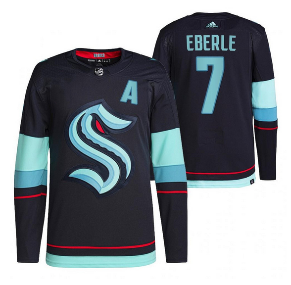 Men's Seattle Kraken #7 Jordan Eberle 2021 22 Navy Home Stitched Jersey