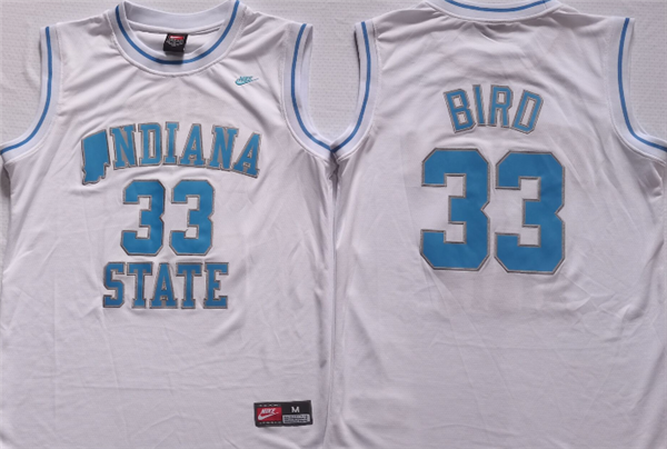 Men's Indiana State Sycamores #33 Larry Bird White Stitched Jersey Men's Indiana State Sycamores #33 Larry Bird White Stitched Jersey