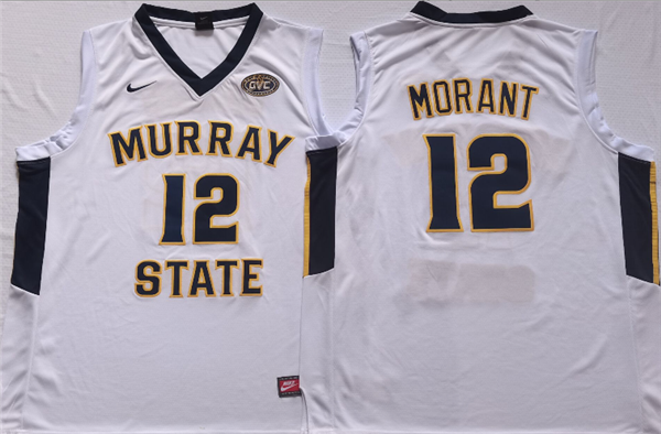 Men's Murray State Racers #12 Ja Morant White Stitched Jersey Men's Murray State Racers #12 Ja Morant White Stitched Jersey