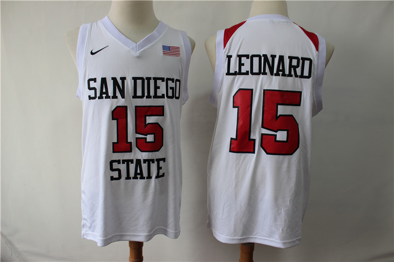 Nike San Diego State 15 Kawhi Leonard White College Basketball Jersey